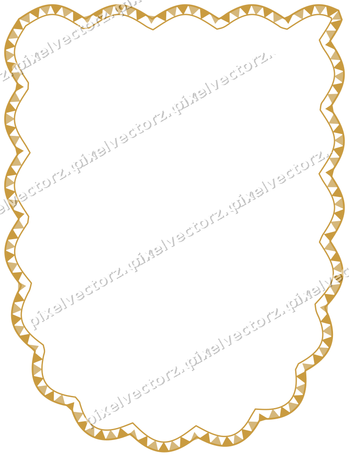 Decorative line art frame in dark pink and amber with shield