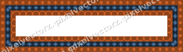 Decorative picture frame border in dark blue and orange with star band
