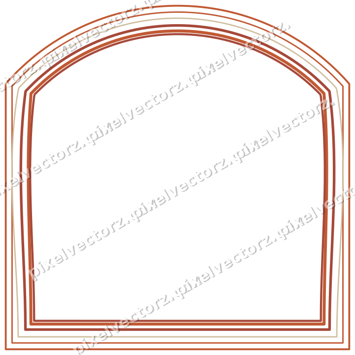 Decorative line art frame in orange and amber with label plaque