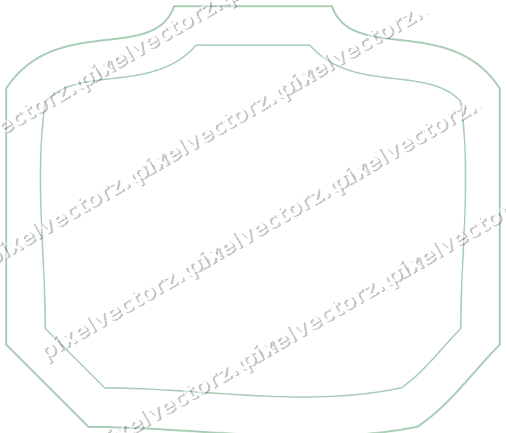 Decorative line art frame in green and teal with label plaque
