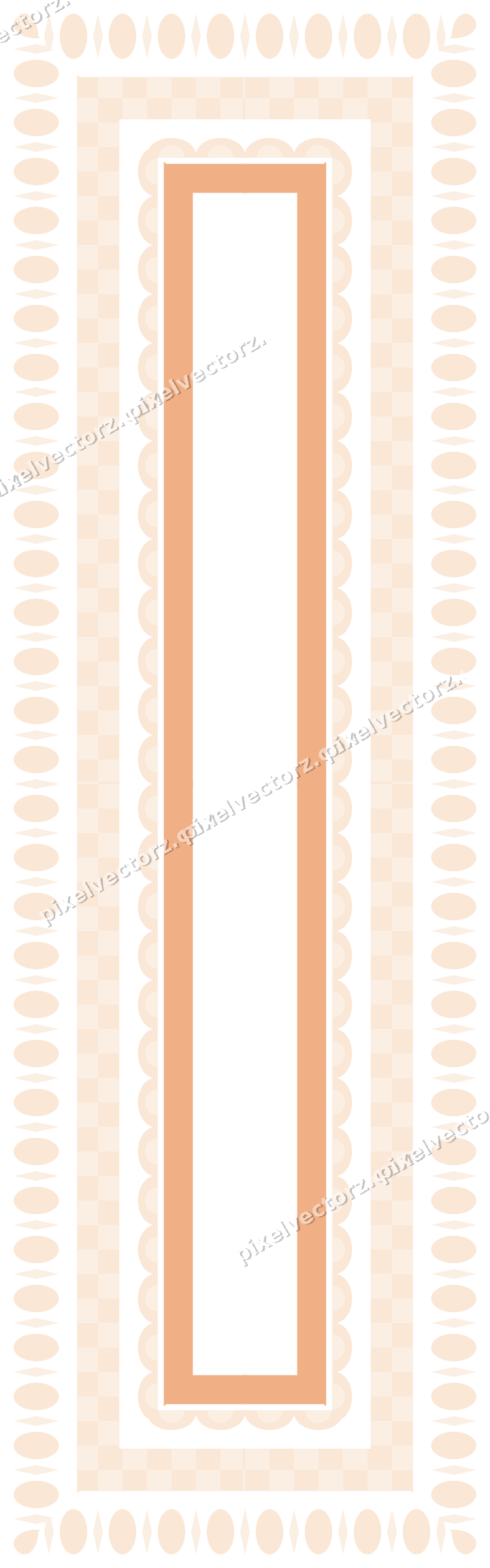 Decorative picture frame border in blue and orange with scale band