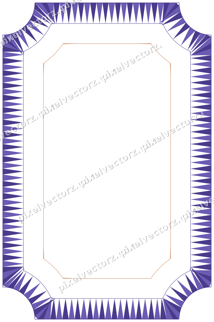 Decorative line art frame in orange and blue with label plaque
