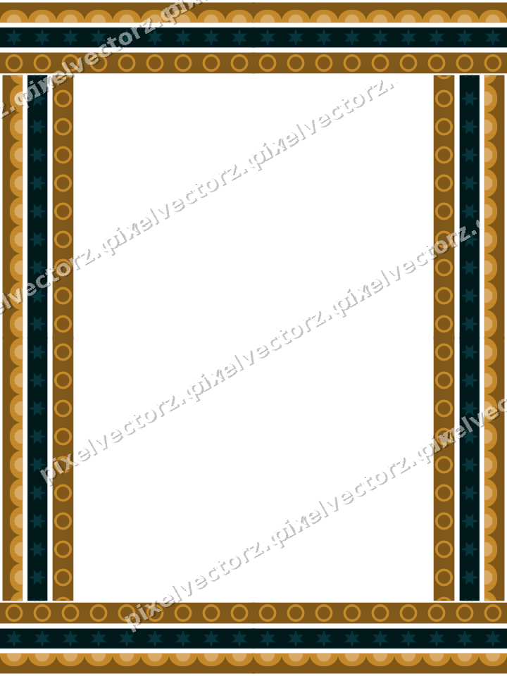 Decorative picture frame border in amber and dark teal with scale band