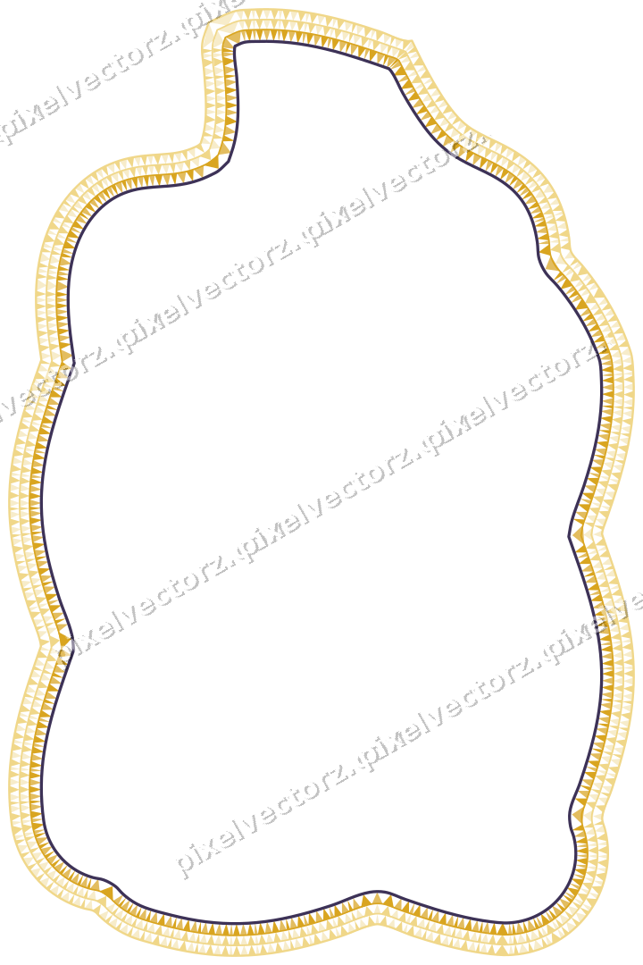Decorative line art frame in amber and purple with label plaque