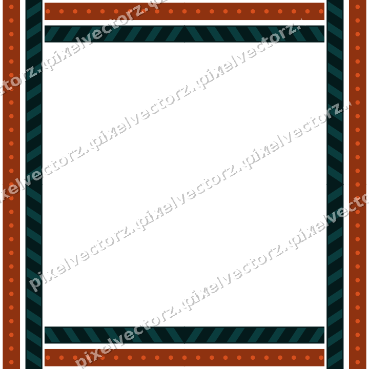 Decorative picture frame border in orange and teal with dot row