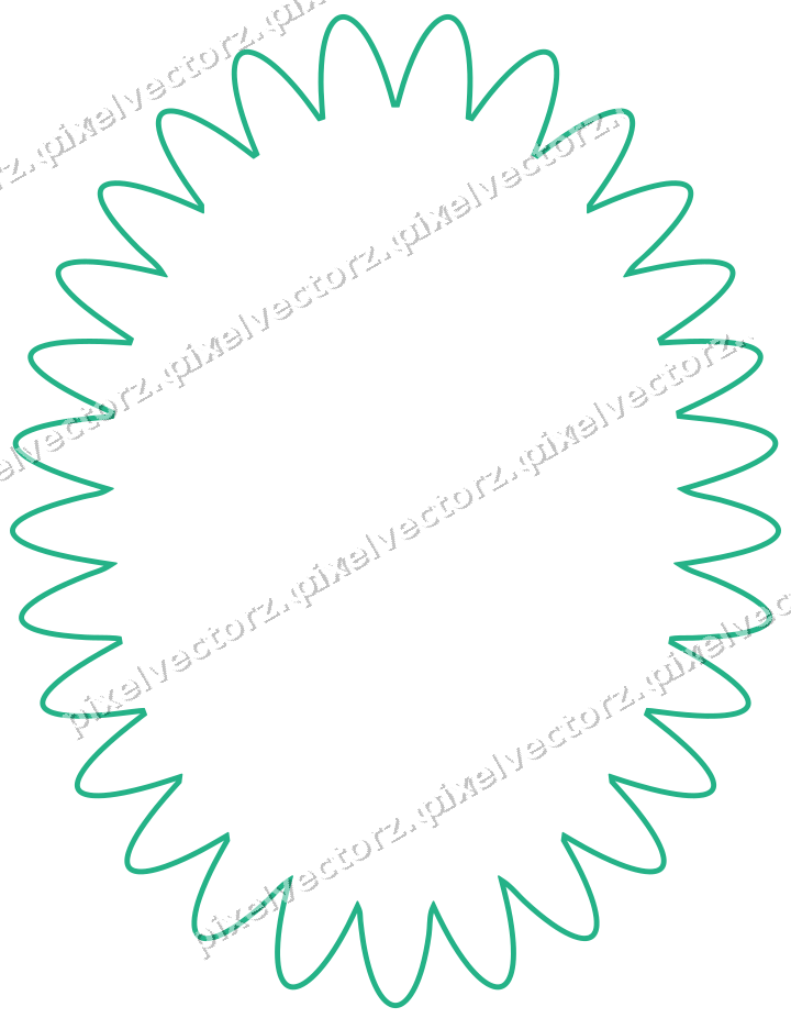 Decorative line art frame in green and teal with oval