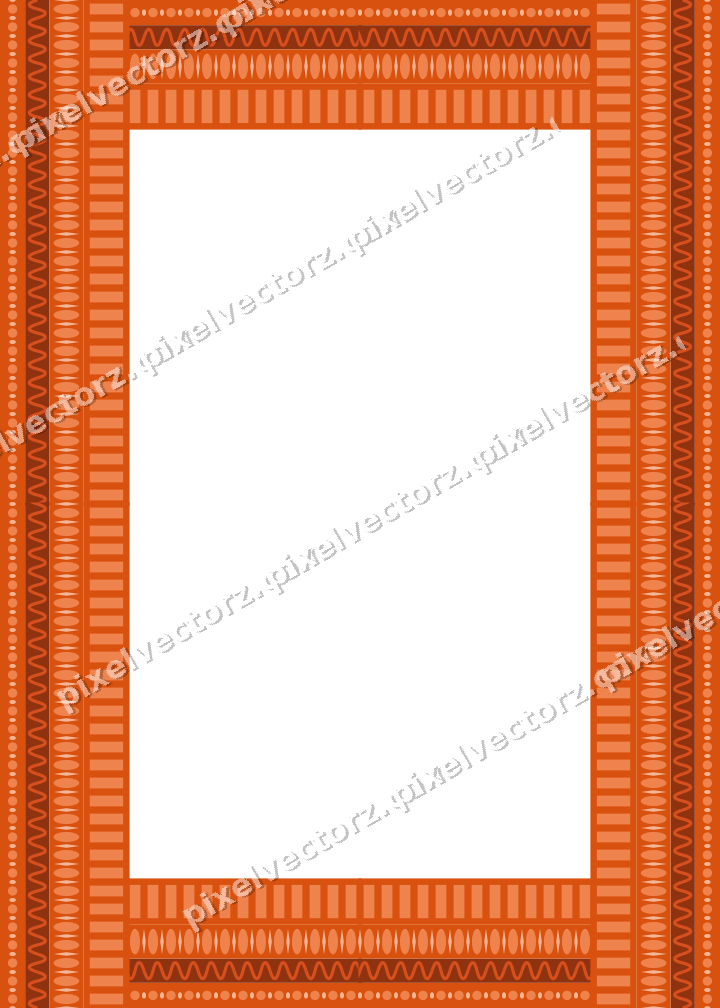 Decorative picture frame border in orange and teal with bead and reel