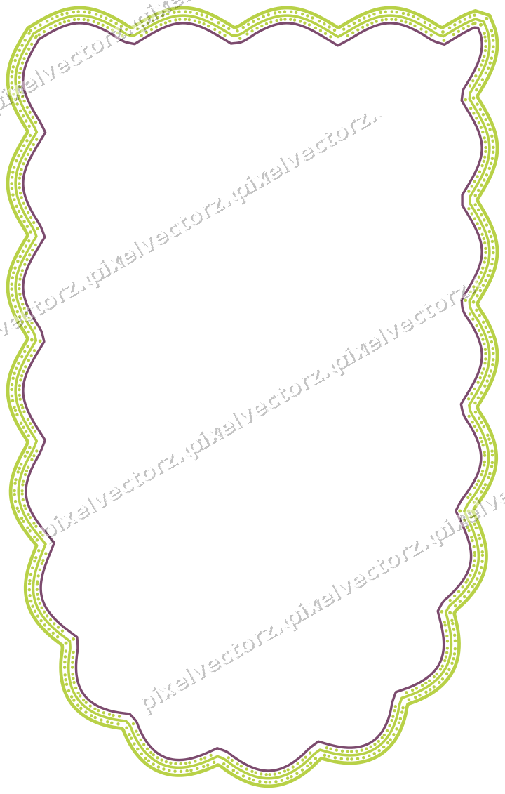 Decorative line art frame in dark magenta and lime with shield