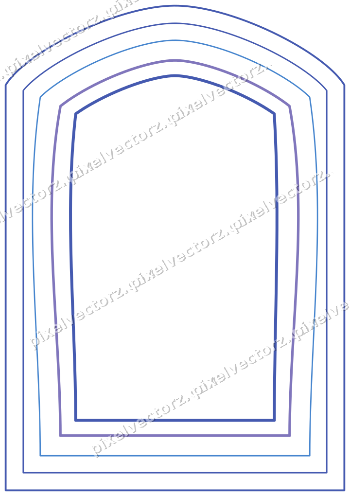 Decorative line art frame in blue and cyan with label plaque