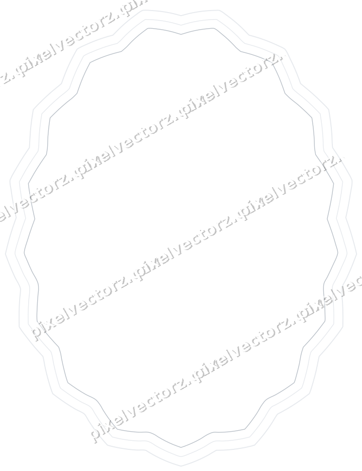 Decorative line art frame in dark blue and white with oval