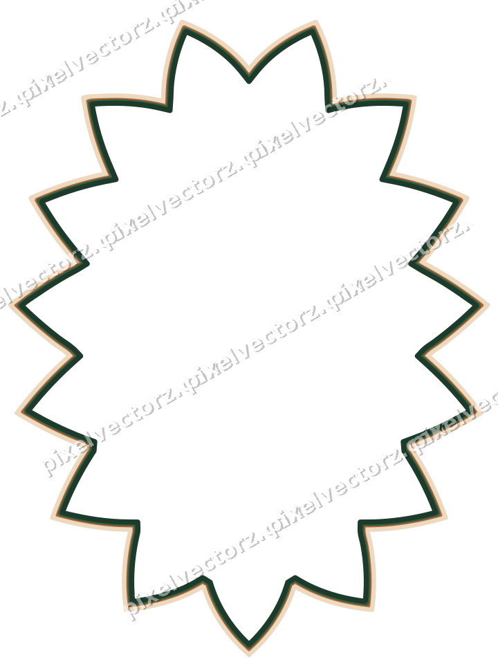 Decorative line art frame in dark green and orange with oval