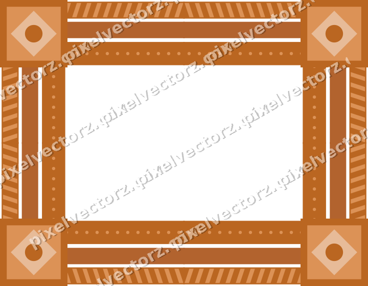 Decorative picture frame border in orange and teal with diagonal band