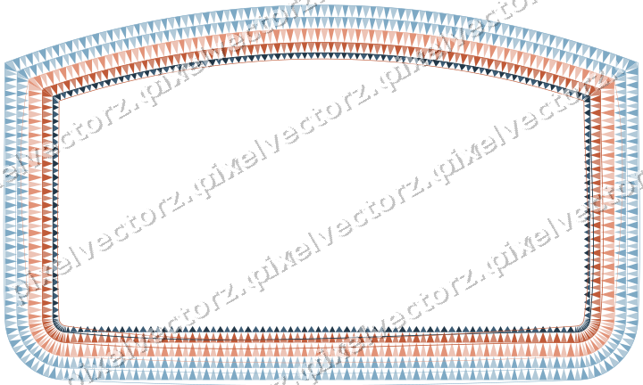 Decorative line art frame in orange and cyan with label plaque