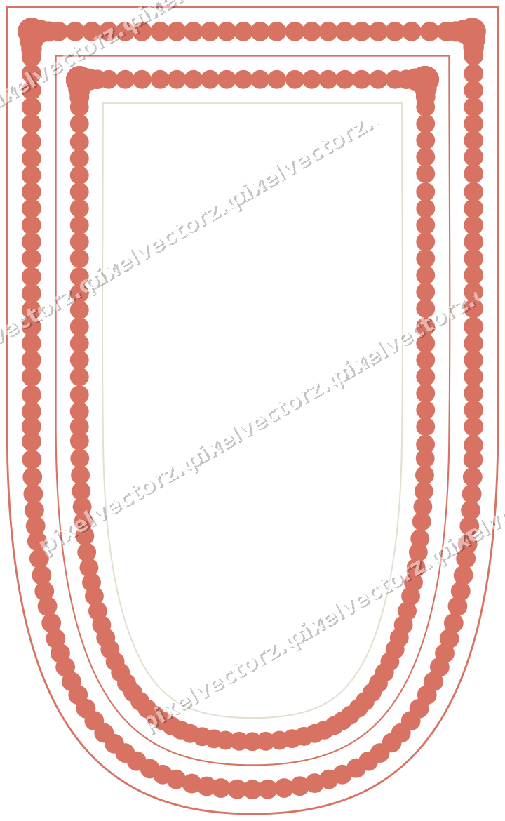 Decorative line art frame in amber and green with shield