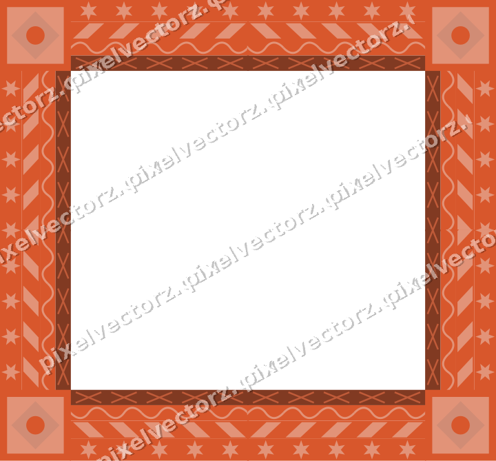 Decorative picture frame border in orange and cyan with wave band