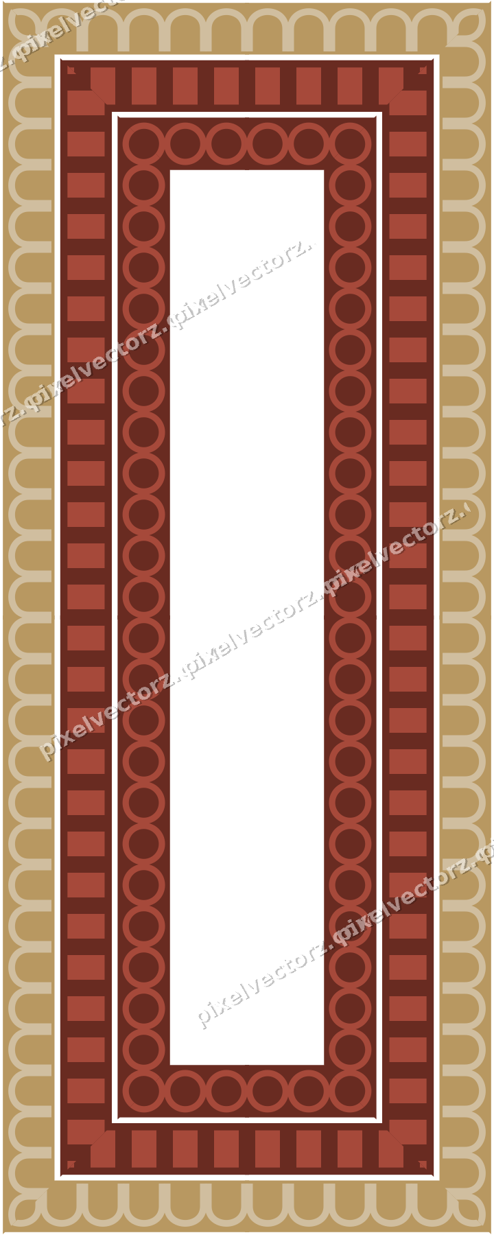Decorative picture frame border in orange and amber with arcade frieze
