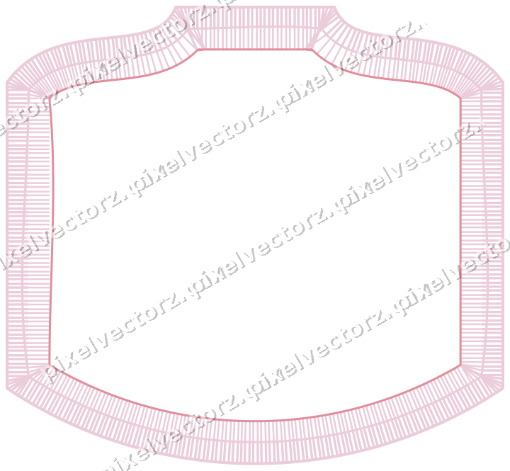 Decorative line art frame in pale pink and pale red with label plaque