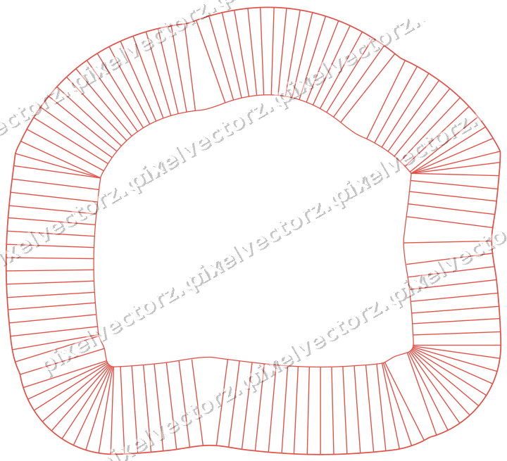 Decorative line art frame in red and orange with label plaque