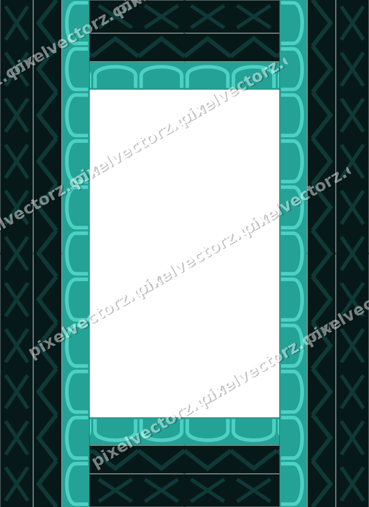 Decorative picture frame border in orange and teal with zigzag