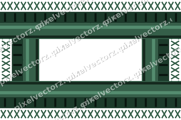 Decorative picture frame border in dark green with cross band