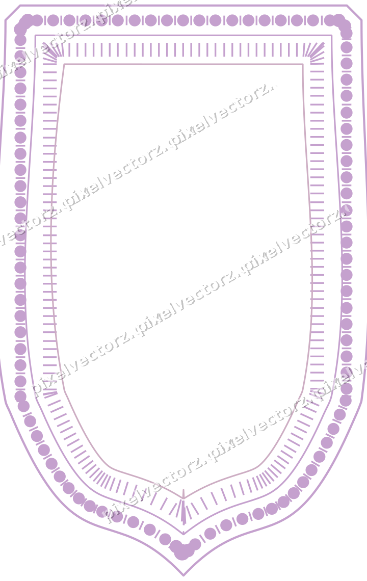 Decorative line art frame in purple and blue with label plaque