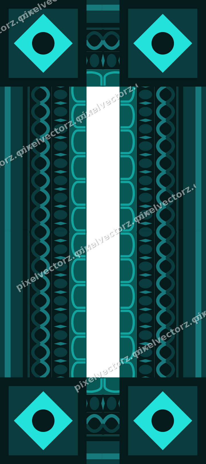 Decorative picture frame border in orange and teal with egg and dart