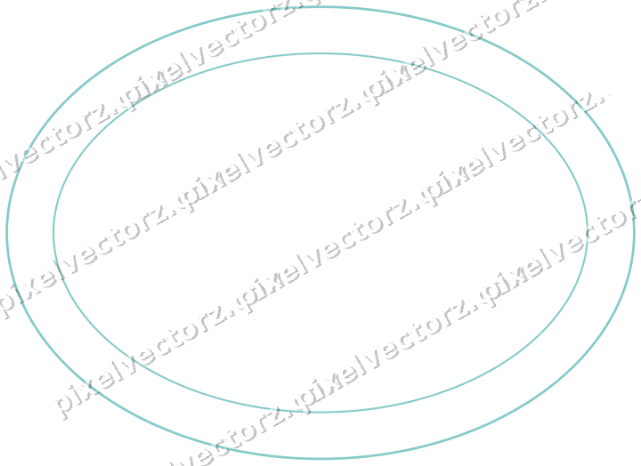 Decorative line art frame in blue and cyan with oval