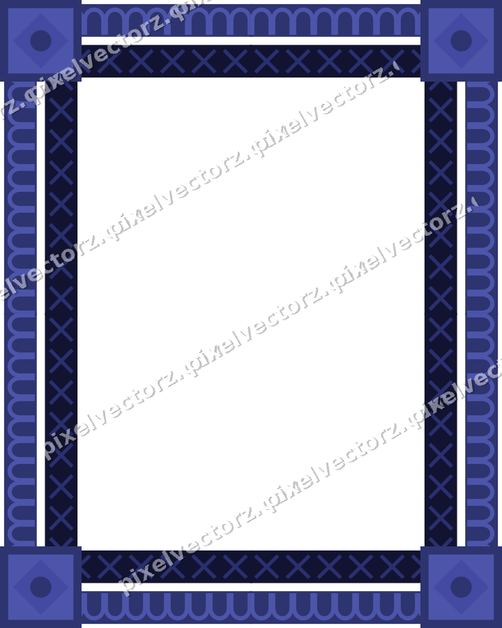 Decorative picture frame border in dark blue with arcade frieze