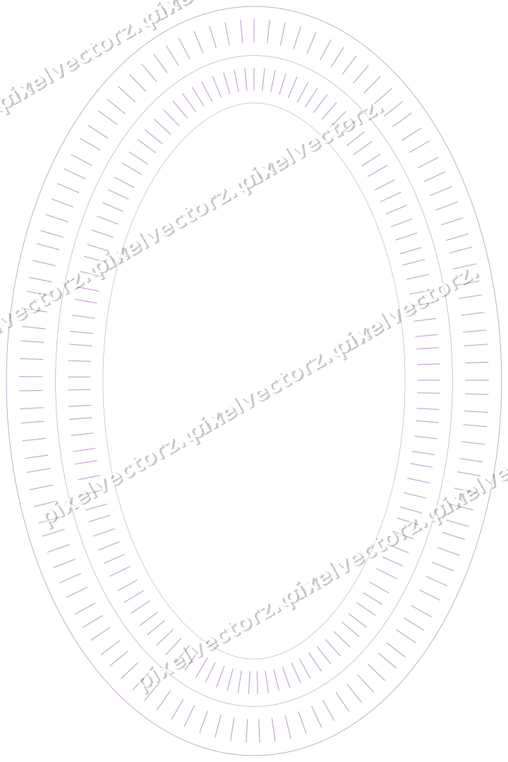 Decorative line art frame in purple and blue with oval and dashed line