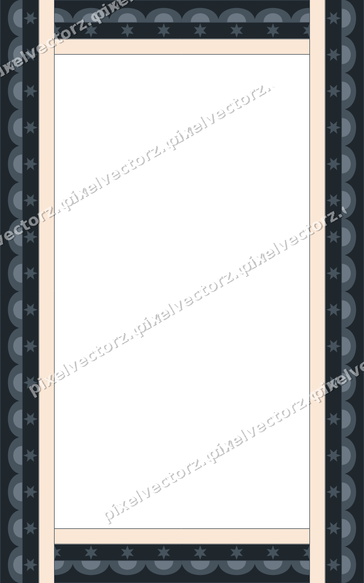 Decorative picture frame border in blue and orange with star band