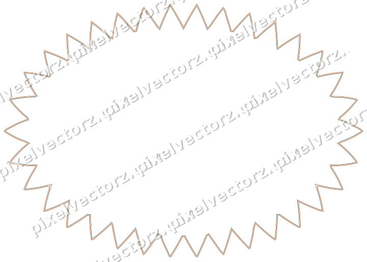 Decorative line art frame in orange and teal with oval and zigzag edge