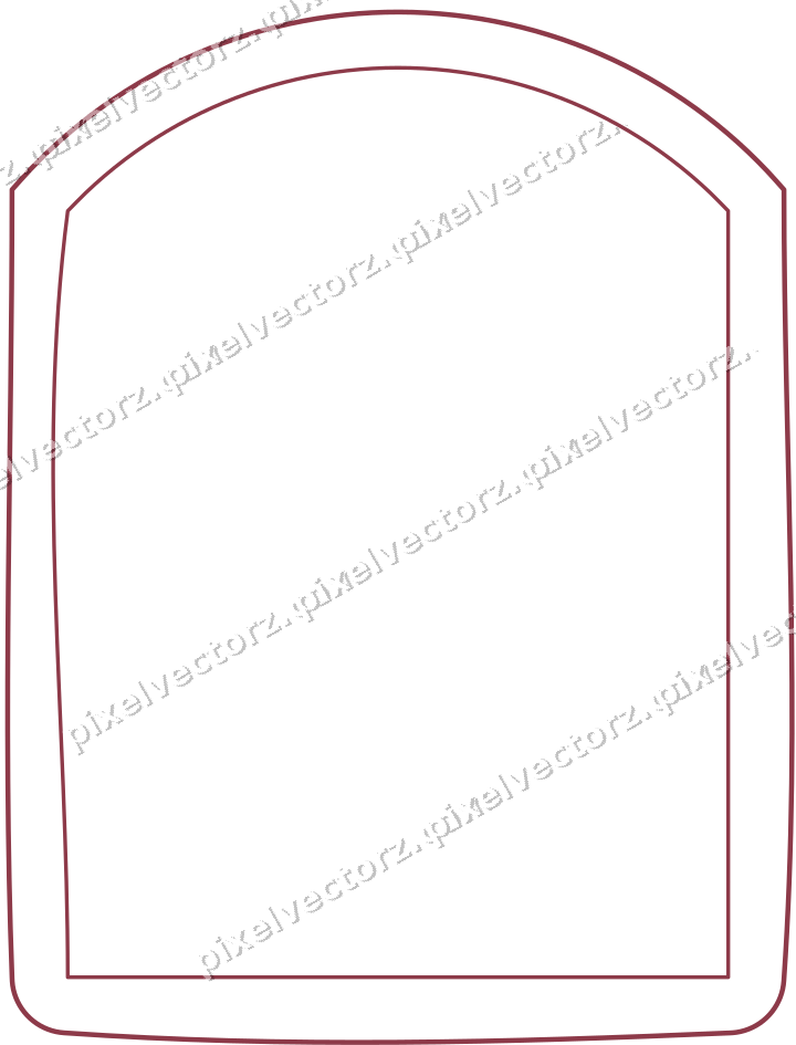 Decorative line art frame in dark pink and amber with label plaque