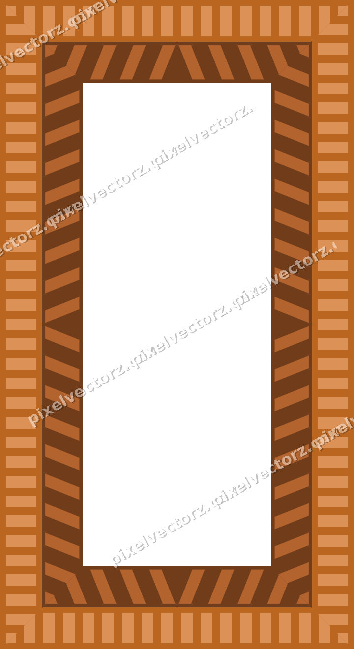 Decorative picture frame border in orange and teal with dentil