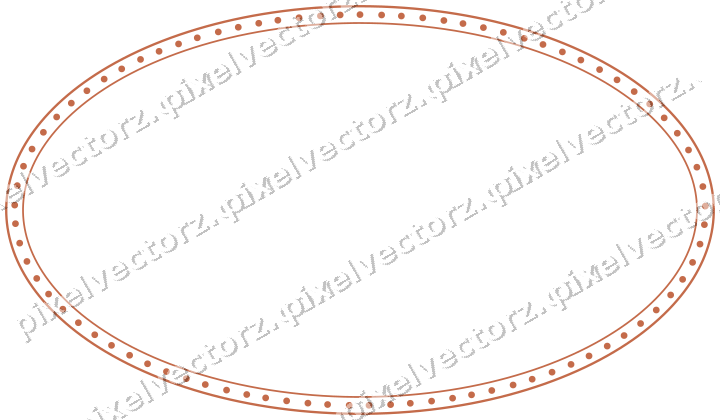 Decorative line art frame in dark teal and orange with oval