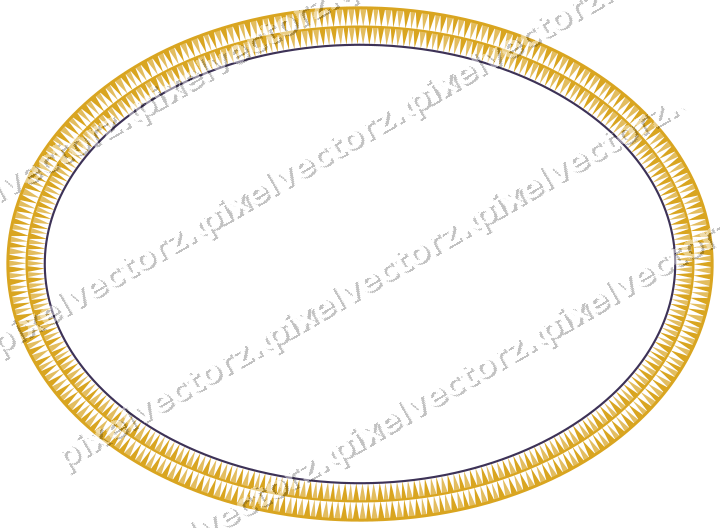Decorative line art frame in amber and purple with oval and dentil