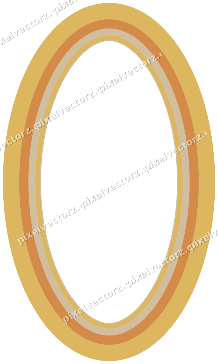 Decorative line art frame in orange and amber with oval and solid band
