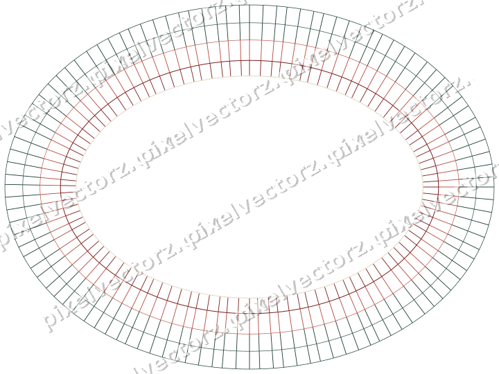 Decorative line art frame in dark red and dark green with oval