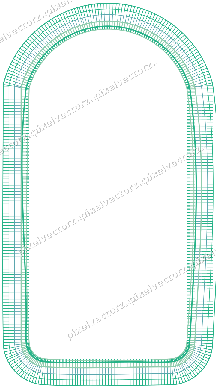 Decorative line art frame in green and teal with label plaque