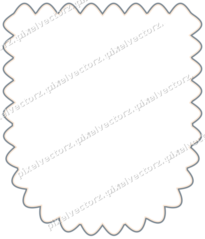 Decorative line art frame in blue and orange with shield