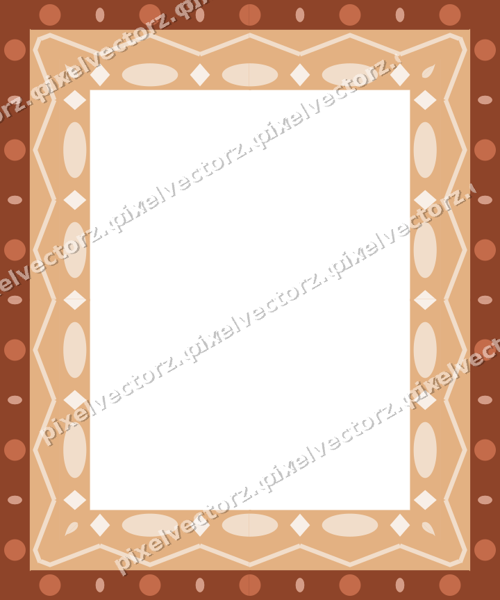 Decorative picture frame border in dark teal and orange with zigzag