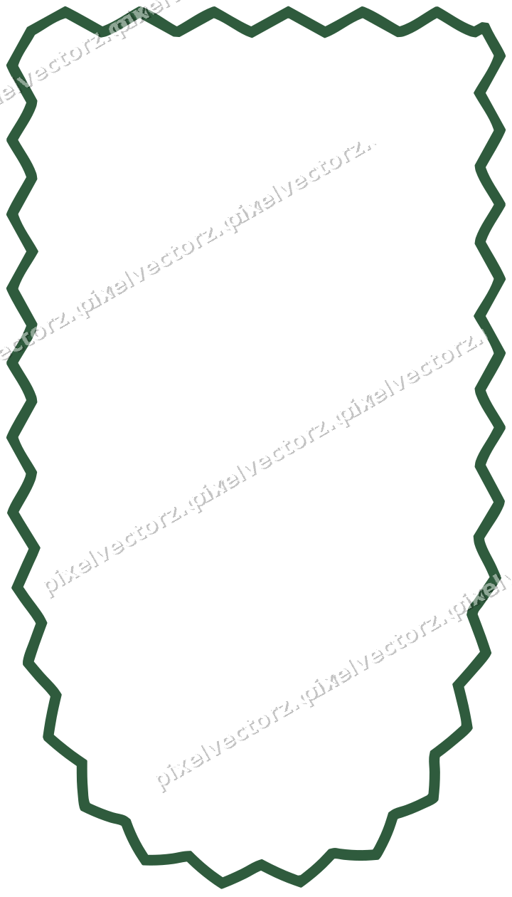 Decorative line art frame in dark green and amber with shield