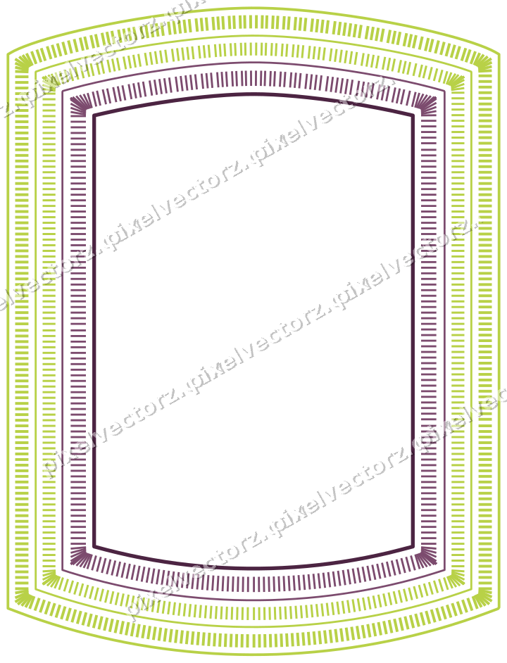 Decorative line art frame in dark magenta and lime with label plaque