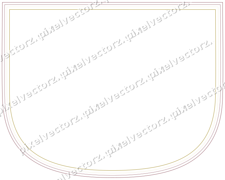 Decorative line art frame in dark pink and red with shield