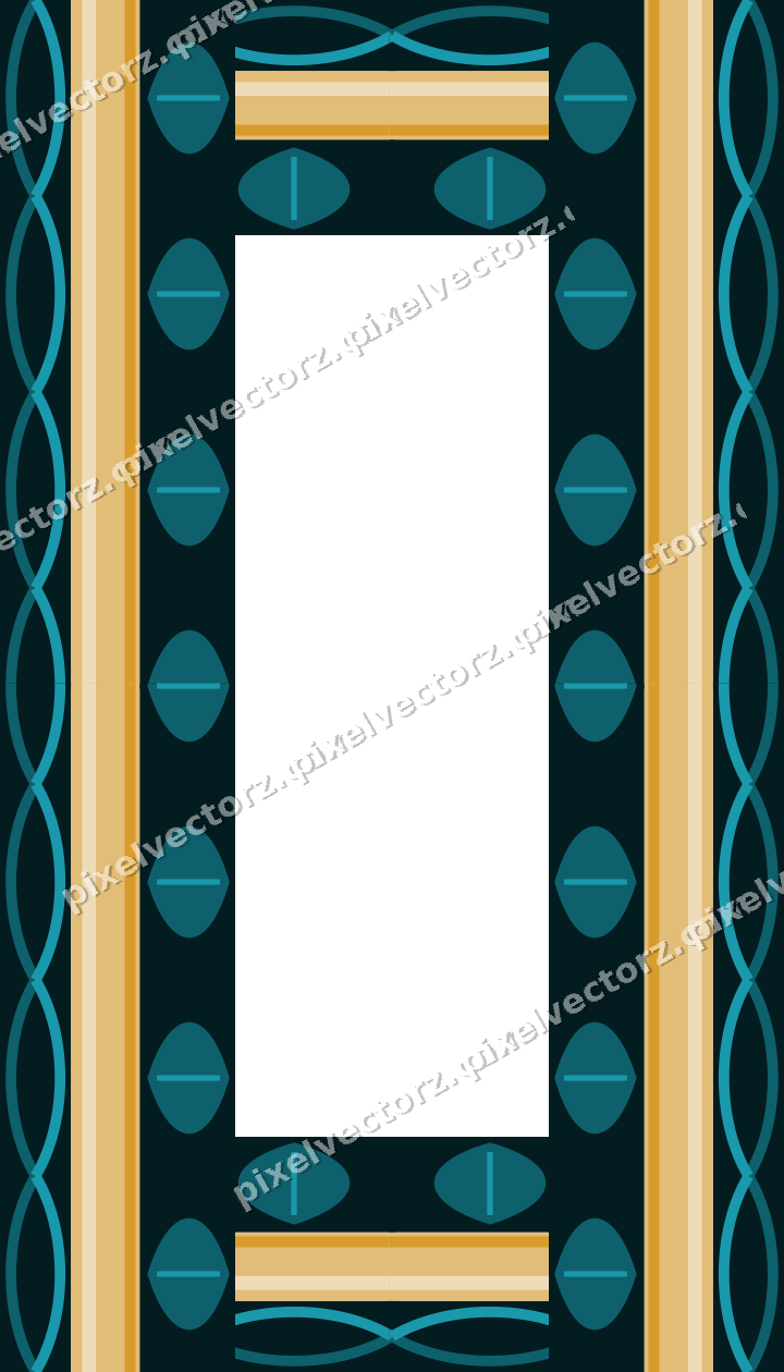 Decorative picture frame border in amber and dark teal with guilloche
