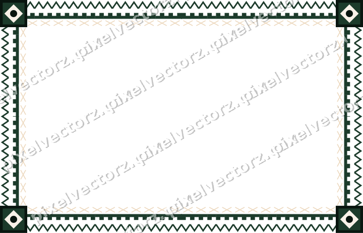 Decorative picture frame border in dark green with step band