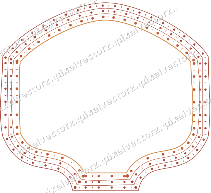 Decorative line art frame in orange and amber with label plaque