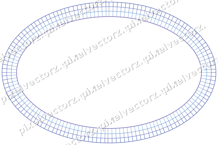 Decorative line art frame in blue and cyan with oval and hatching