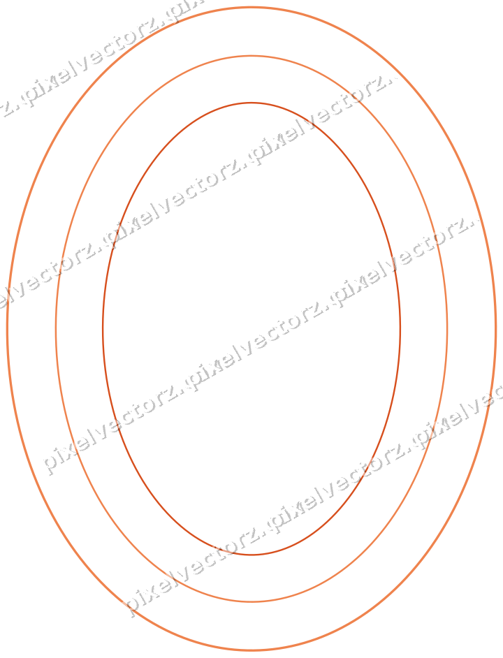 Decorative line art frame in orange and teal with oval