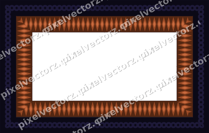 Decorative picture frame border in orange and blue with diamond band