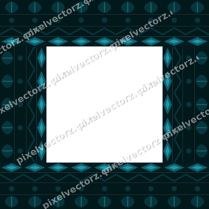 Decorative picture frame border in amber and dark teal with zigzag